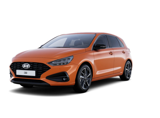 Nová i30 Hatchback - Style (dříve Smart) - 1,5i Benzín 71 kW 6st. manuální - Černý - Jupiter Orange Metallic